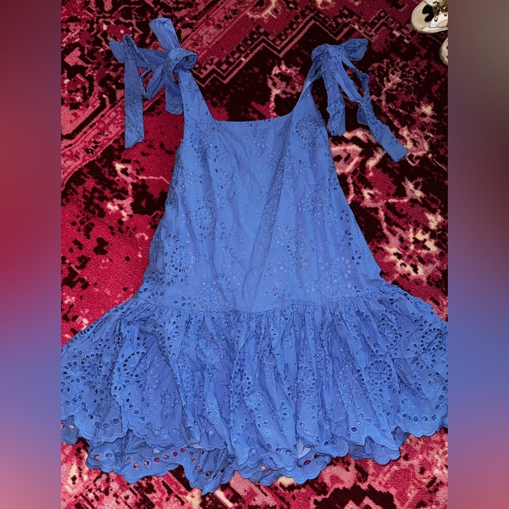 MARBLE Blue Eyelet Dress